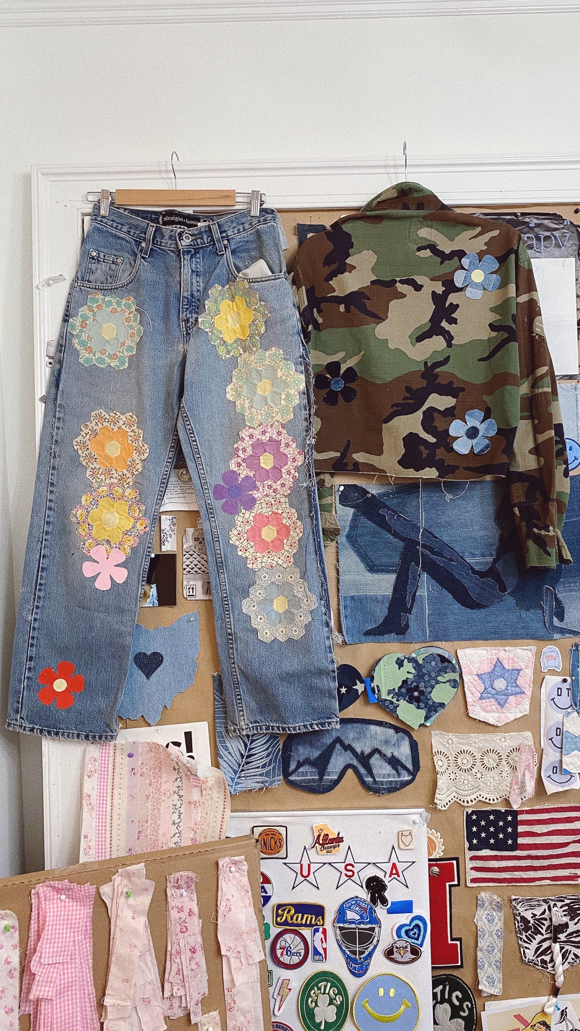 Custom Upcycled patched embroidered jeans Hippie Boho Festival | eBay